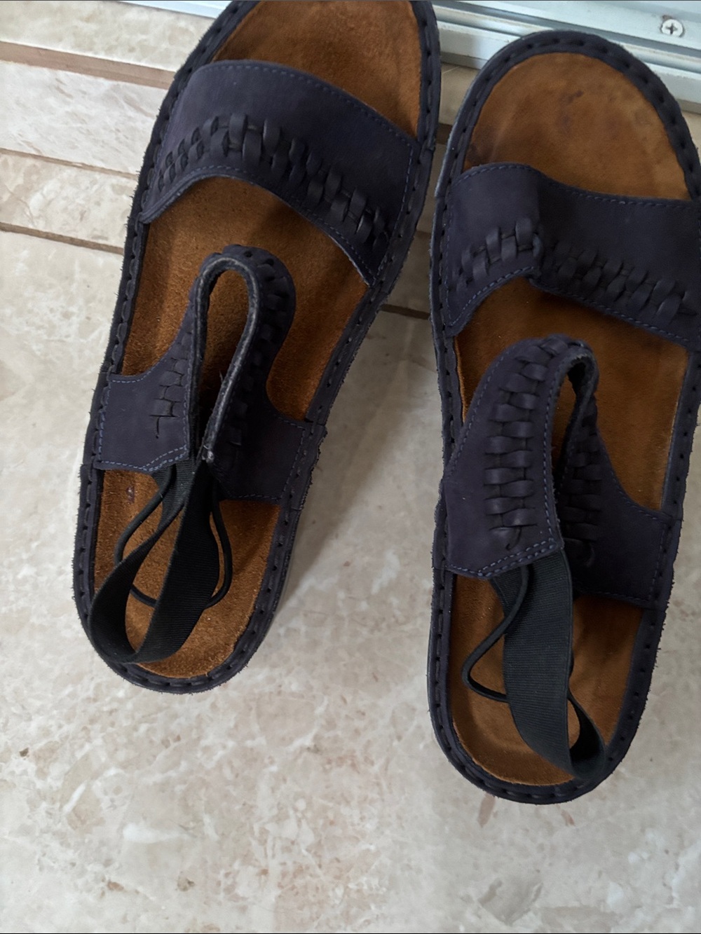 Navy Woven Slingback Sandals